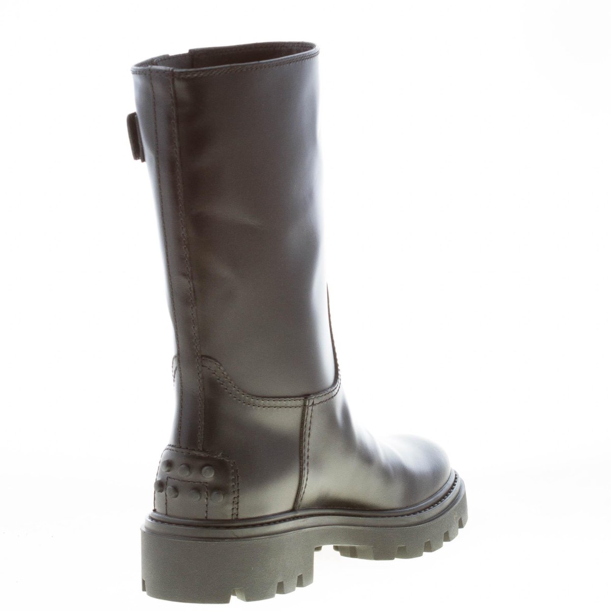 TOD’S donna stivaletto biker in pelle semi-lucida NERO con fibbia oro. Tacco 3 cm - immagine 5