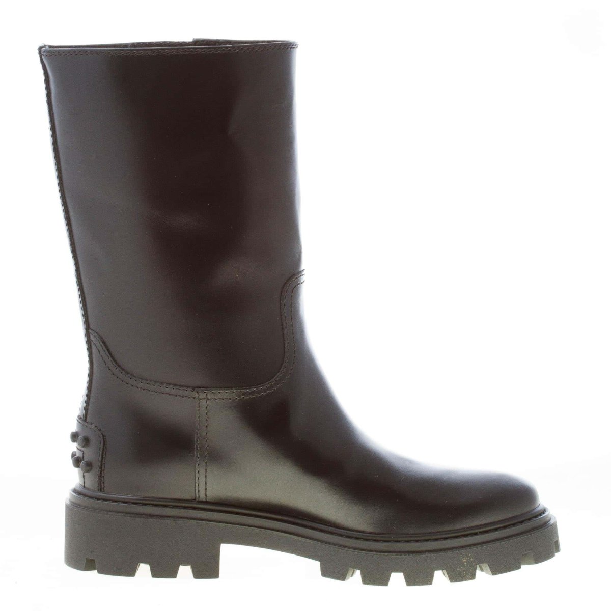 TOD’S donna stivaletto biker in pelle semi-lucida NERO con fibbia oro. Tacco 3 cm - immagine 6