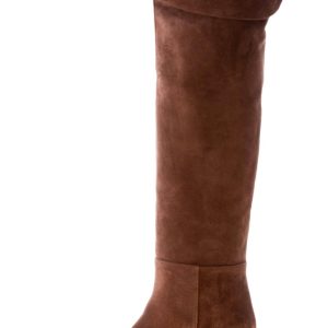ANNA F. donna stivale sopra al ginocchio in camoscio MARRONE CAFFE’. Tacco 5 cm