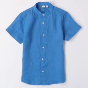 Camicia bambino misto lino e cotone carta da zucchero