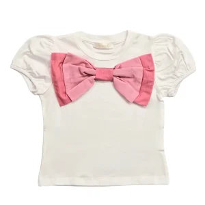 T-shirt bambina con fiocco centrale