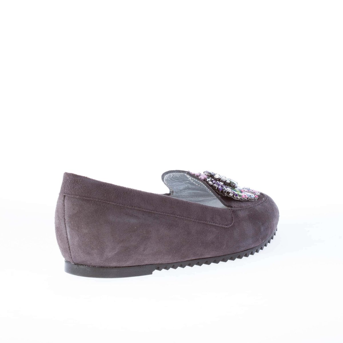 AZUREE CANNES mocassino in camoscio GRIGIO con gioiello colorato. - immagine 4