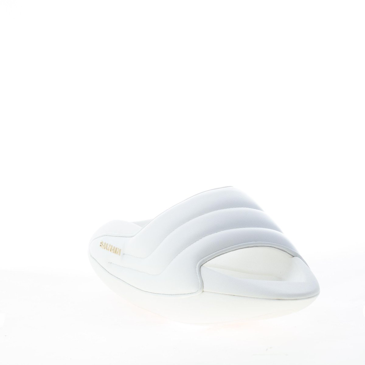 BALMAIN donna sandalo slide B-IT Puffy in pelle BIANCO con maxi platform - immagine 3