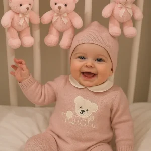 Tutina neonata 100% lana con orsetto Nanan