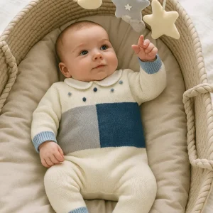 Tutina neonato 100% Lana con pon pon