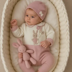 Tutina neonata coniglietto 100% Lana