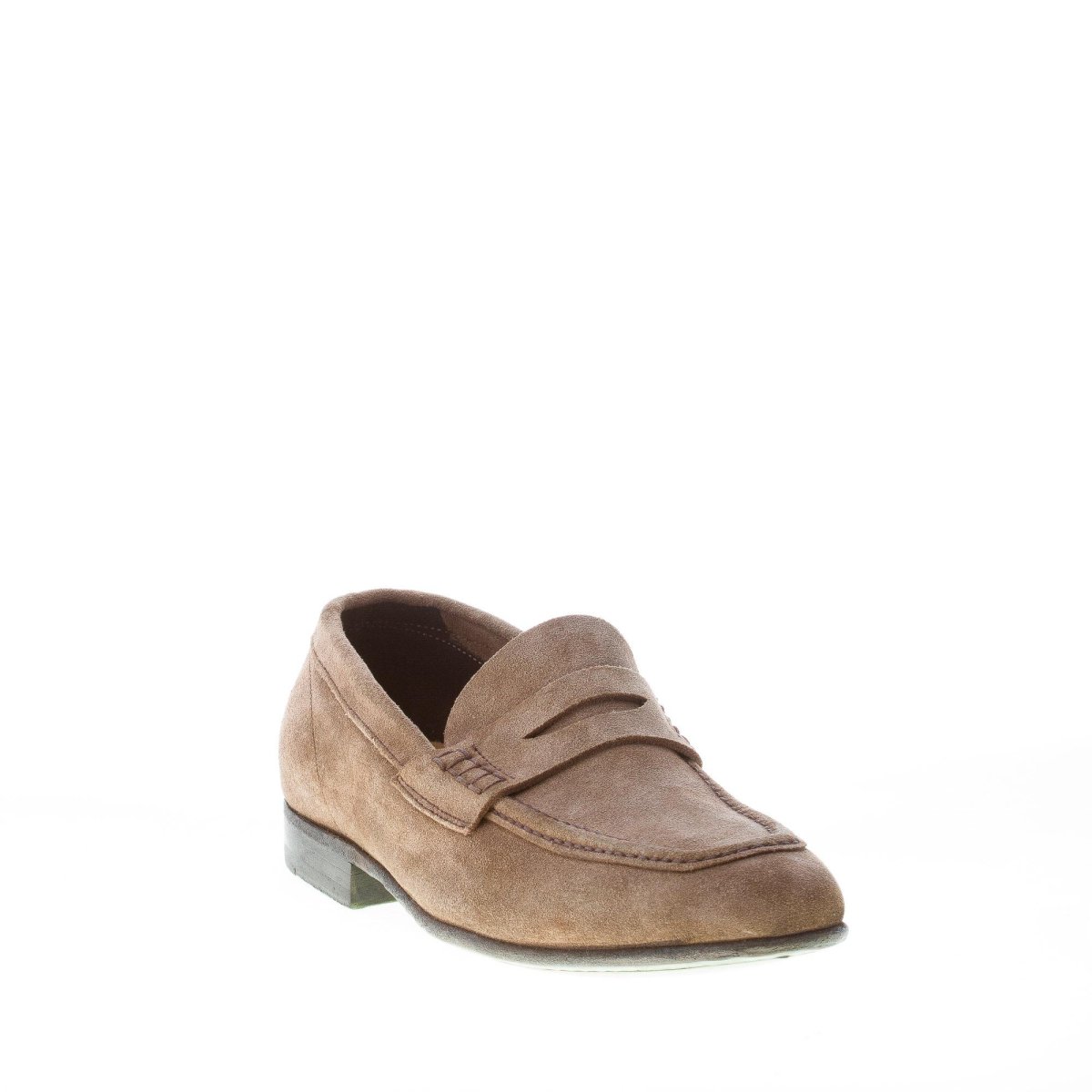 GREEN GEORGE uomo mocassino penny in camoscio BEIGE. Suola cuoio - immagine 3
