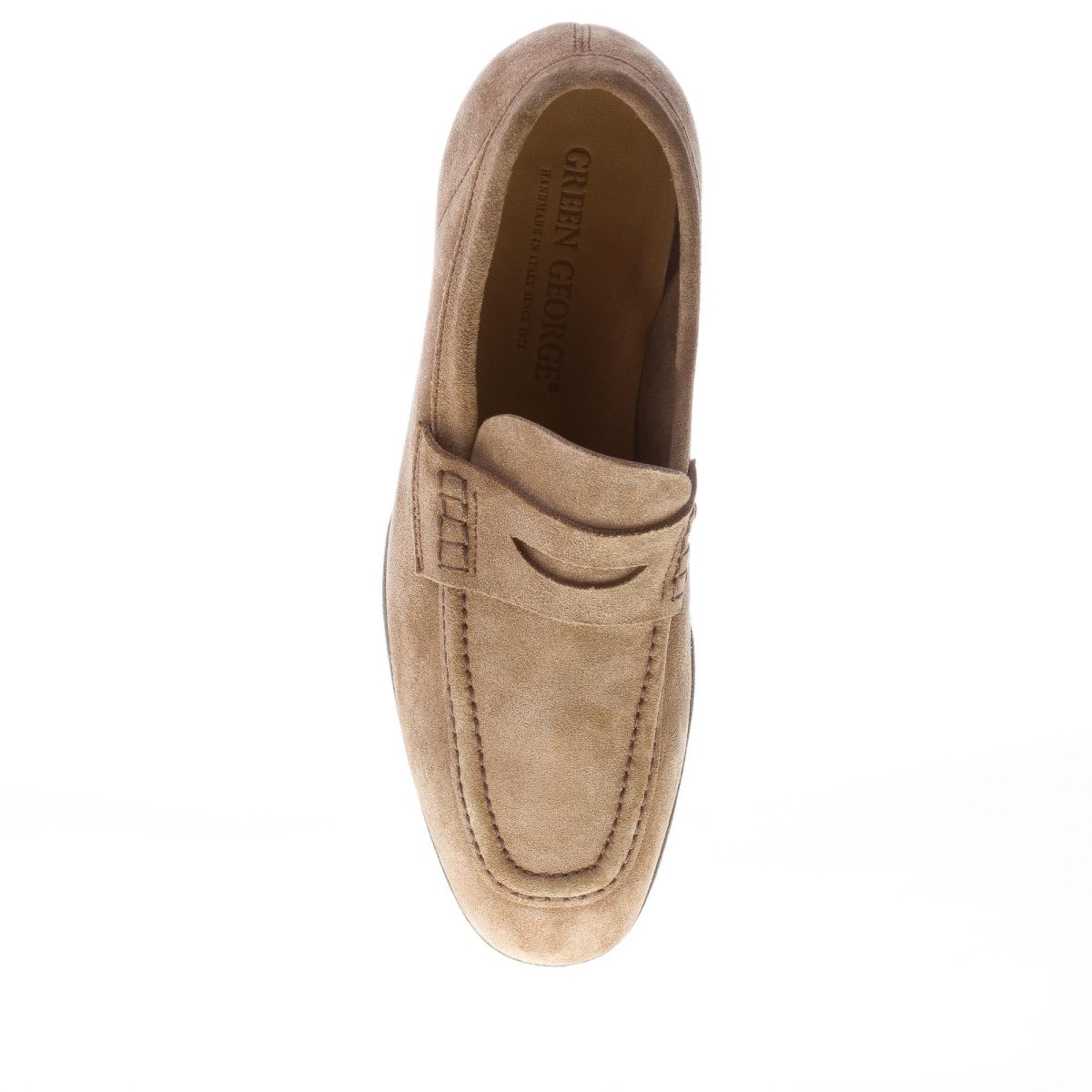 GREEN GEORGE uomo mocassino penny in camoscio BEIGE. Suola cuoio - immagine 8