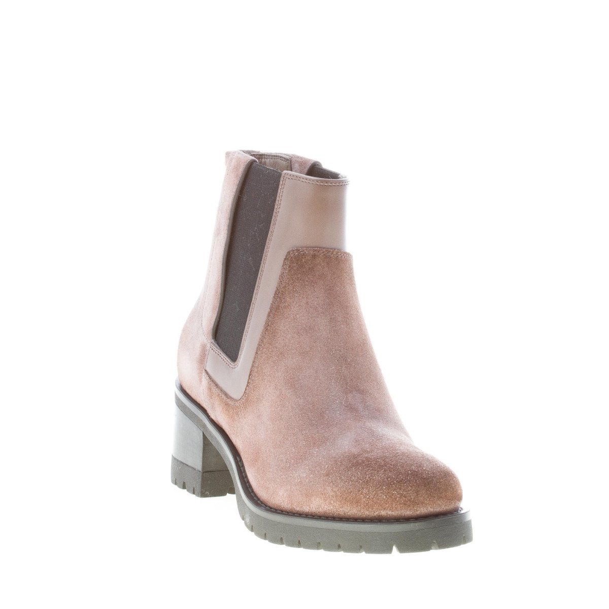 SANTONI donna stivaletto elasticizzato in camoscio TORTORA. Tacco 5,5 cm - immagine 3