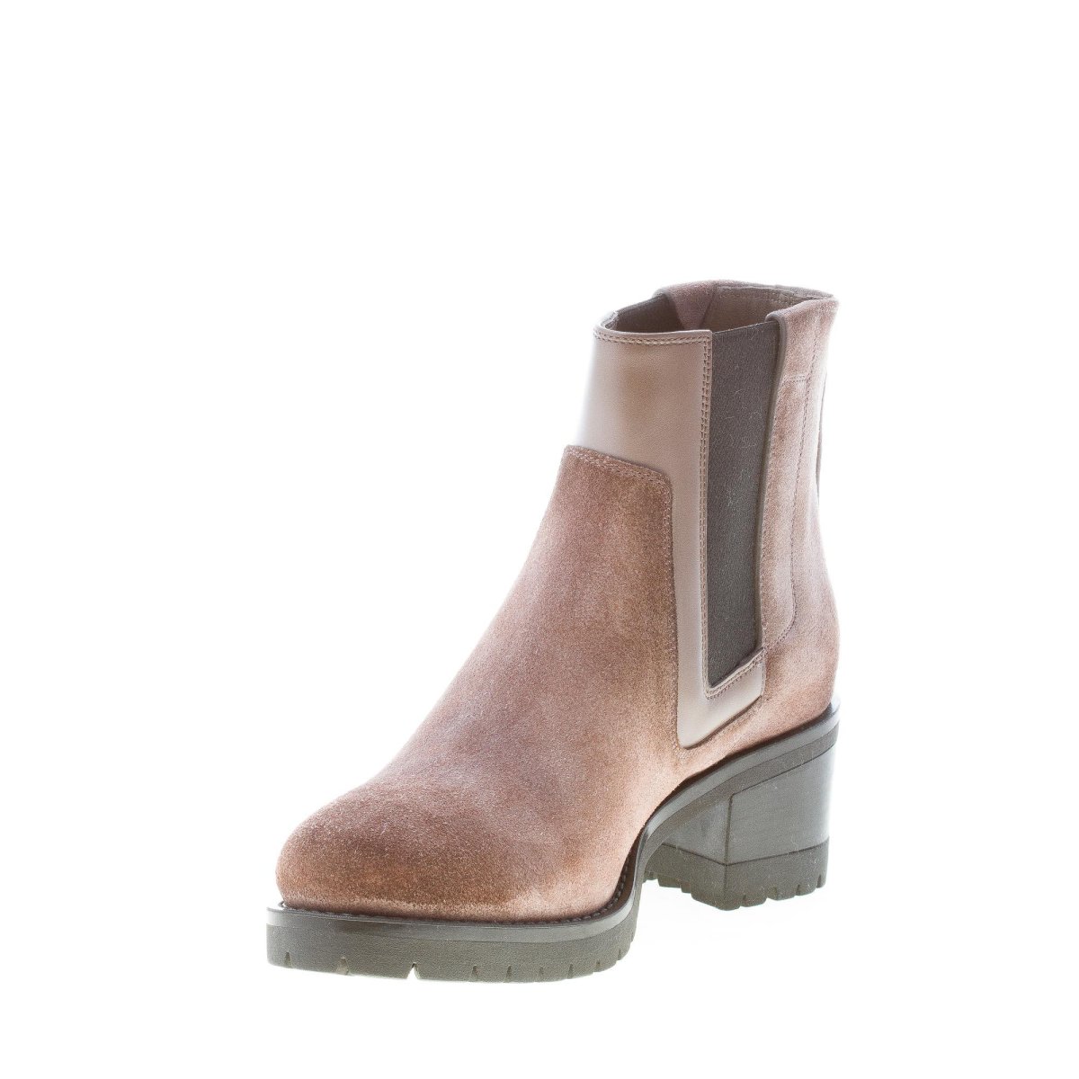 SANTONI donna stivaletto elasticizzato in camoscio TORTORA. Tacco 5,5 cm - immagine 7