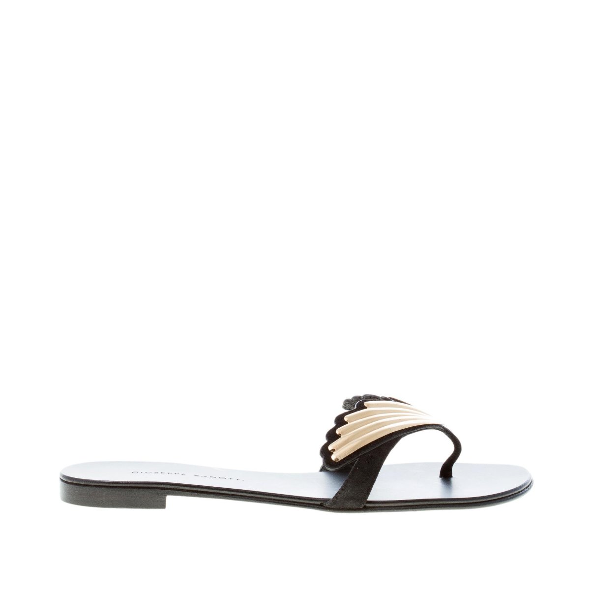 GIUSEPPE ZANOTTI donna sandalo infradito 2.0 Cruel in camoscio NERO con appliquè oro - immagine 2